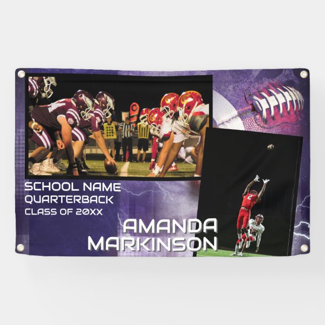 Grunge Football Senior Sport Banner (Horizontal)