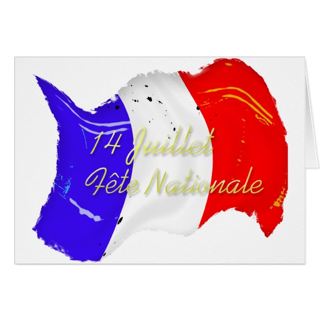 Grunge French Flag Card Template (Front Horizontal)