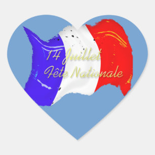 Grunge French Flag Heart Sticker