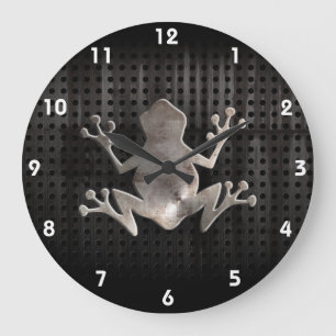 Grunge Frog Large Clock