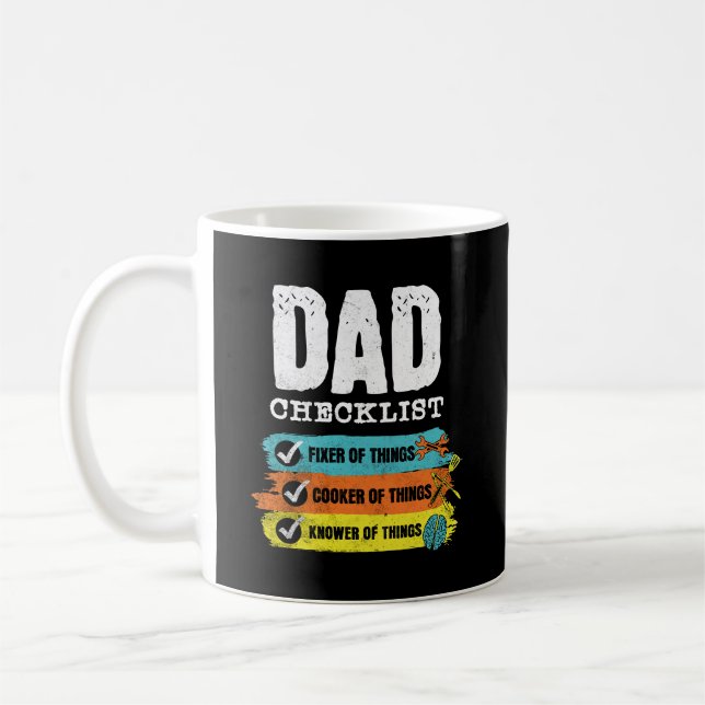 Grunge Funny Dad Checklist Coffee Mug (Left)