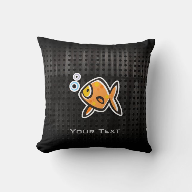 Grunge Goldfish Throw Pillow (Front)