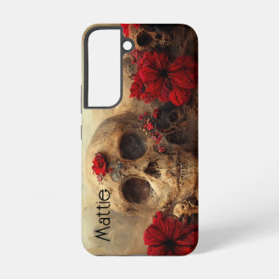 Grunge Goth Red Floral Skull Samsung Galaxy Case