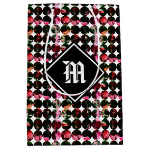 Grunge Gothic Polka dot Black Red White Abstract. Medium Gift Bag