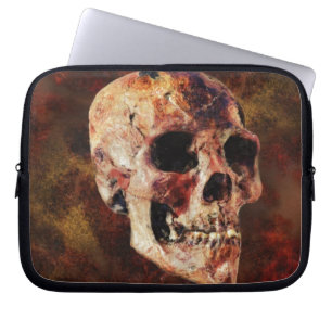 Grunge Gothic Skull - Scary Halloween Horror Laptop Sleeve