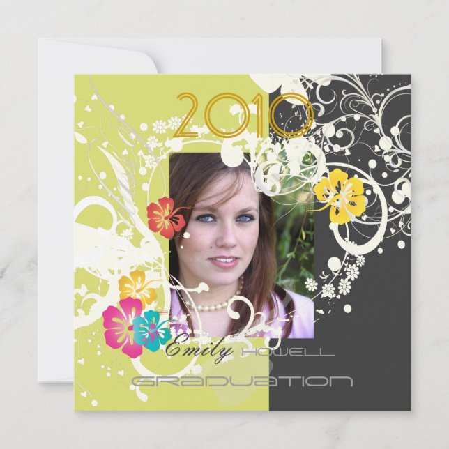 Grunge Graduation 2010/Heart Frame/butterflies Invitation (Front)