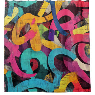 Grunge Graffiti Abstract in Pink Yellow Blue