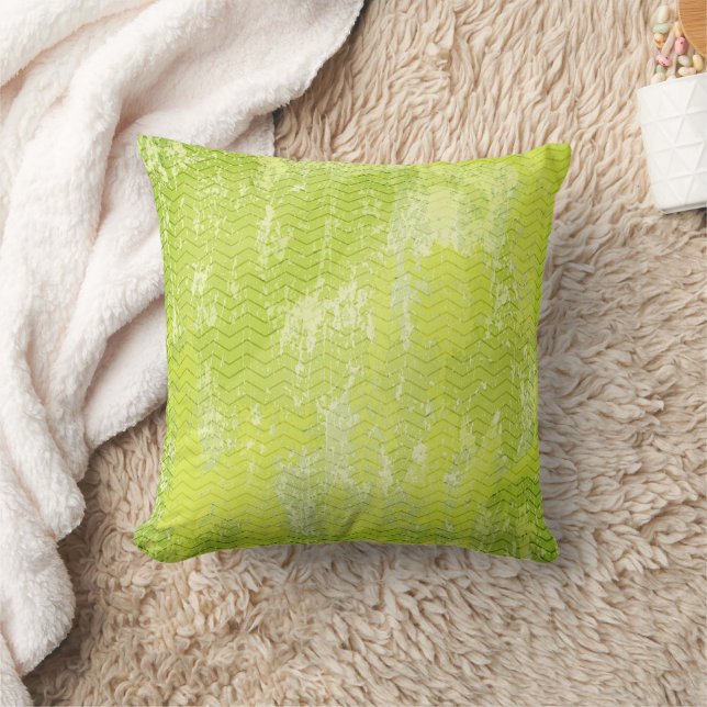 Grunge green chevron pattern modern throw pillow (Blanket)