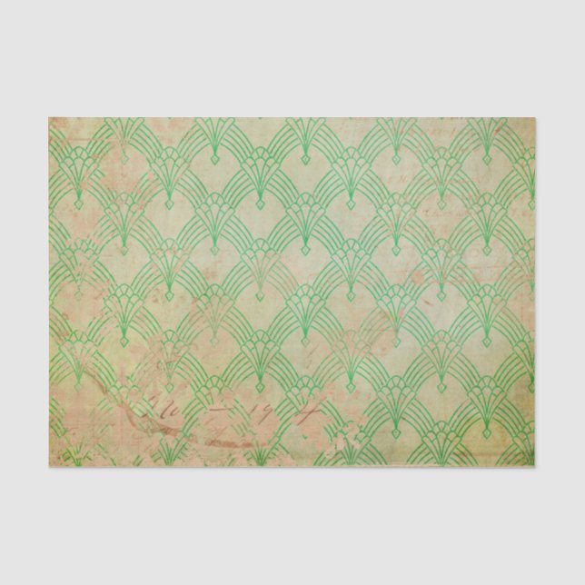 Grunge Green Retro Art Deco Tissue Paper (Front)