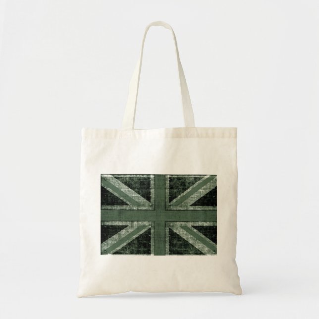 grunge green UK flag design Tote Bag (Front)