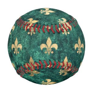 Grunge Green Velvet Fleur De Lis Mardi Gras Baseball