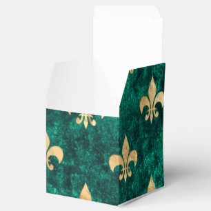 Grunge Green Velvet Fleur De Lis Mardi Gras Favor Box