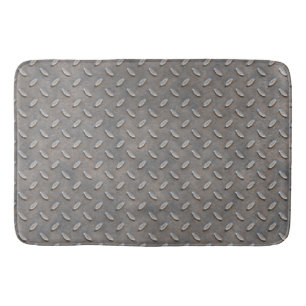 Grunge Grey Metal Tread Pattern Bath Mat
