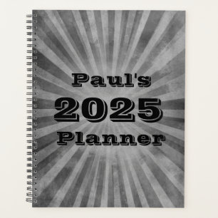 Grunge Grey Stripes Personalized Planner