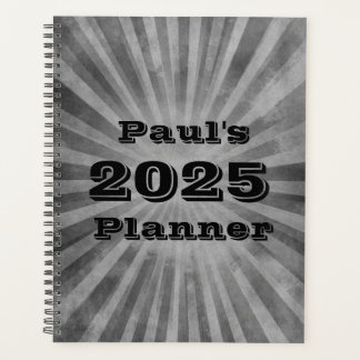 Grunge Grey Stripes Personalized Planner