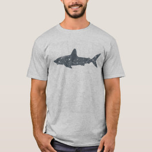 Grunge Grey Swimming Shark T-Shirt