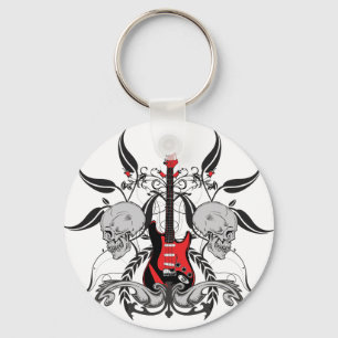 Grunge Guitar and Skull Keychain