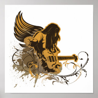 grunge guitar angel dude poster