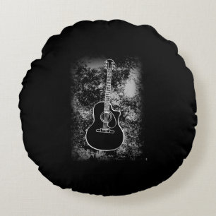 Grunge Guitar Graphic Guitarist Rock Musician Jazz Round Pillow
