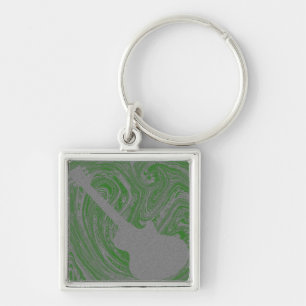Grunge Guitar Keychain, Green Keychain