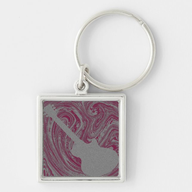 Grunge Guitar Keychain, Pink Keychain (Front)