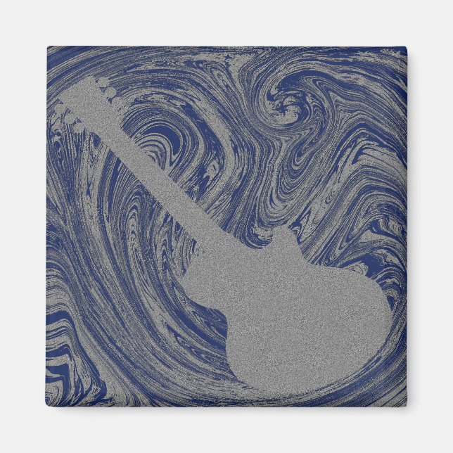 Grunge Guitar Magnet, Royal Blue Magnet (Front)