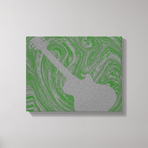 Grunge Guitar Swirls Canvas Print, Green Print