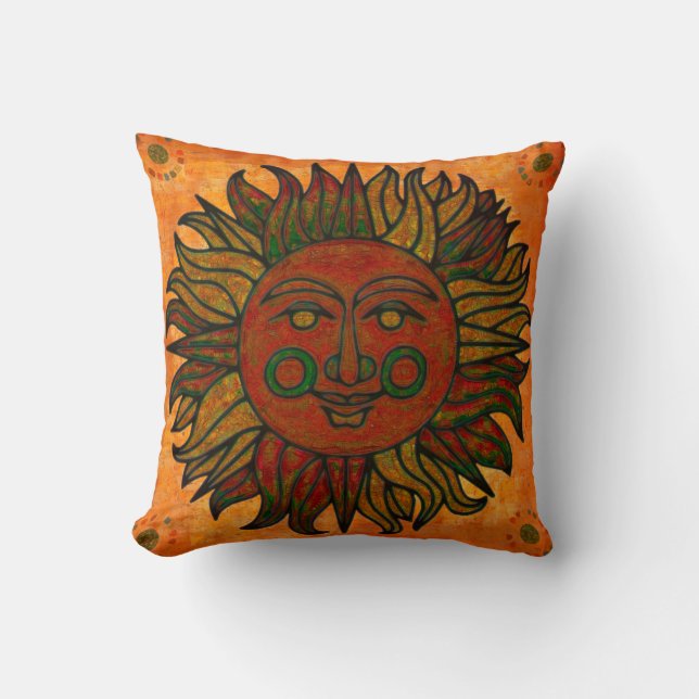Grunge Harvest New Age Sun Decor Throw Pillow (Front)