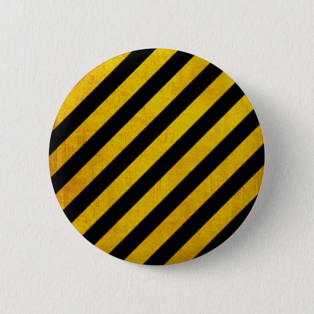 Grunge hazard stripe 2 inch round button (Front)