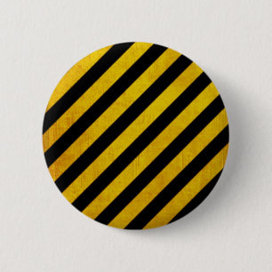 Grunge hazard stripe 2 inch round button