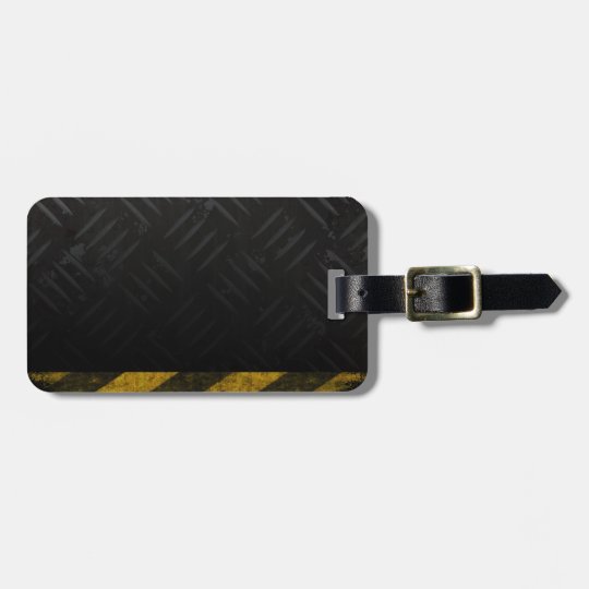 Grunge Hazard Stripes Diamond Plate Luggage Tag