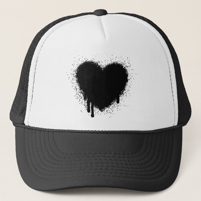 Grunge Heart - Black Trucker Hat (Front)