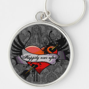 Grunge Heart Happily Ever After Honeymoon KeyChain