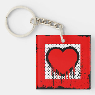 Grunge heart keychain
