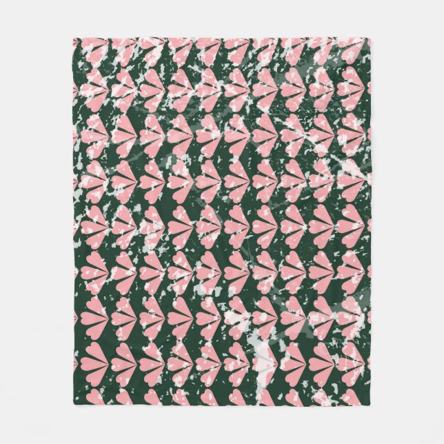 Grunge hearts and flowers pattern. fleece blanket (Front)