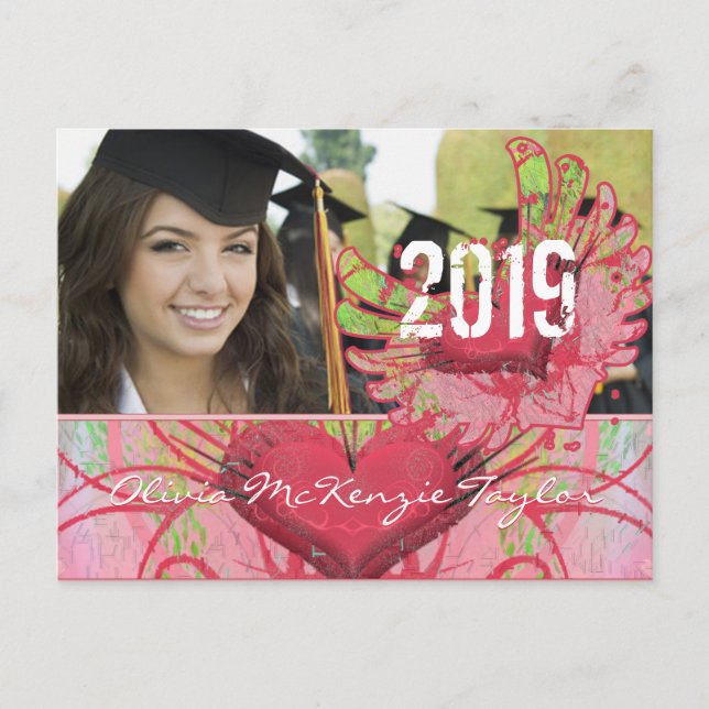 Grunge Hearts Class of  Graduation Invitations (Front)