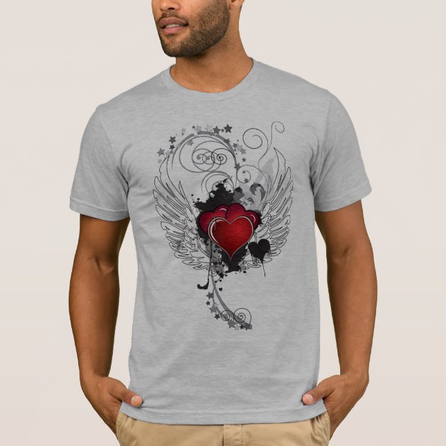 Grunge Hearts Wings T-Shirt (Front)