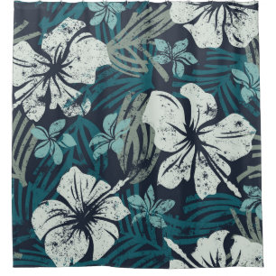Grunge Hibiscus, Tropical Floral Wallpaper.