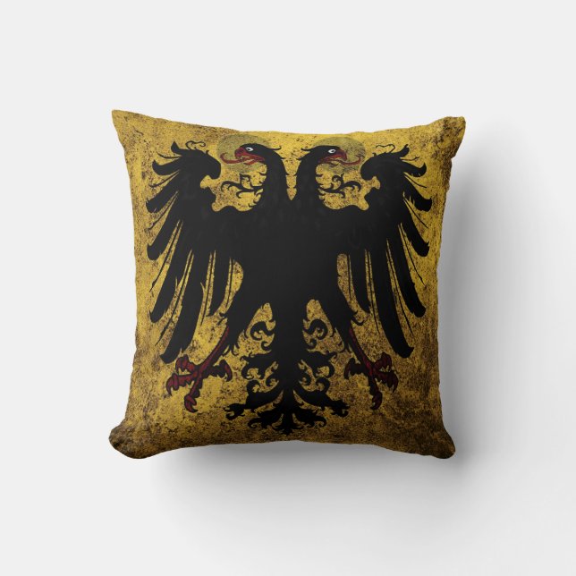 Grunge Holy Roman Empire Flag Throw Pillow (Front)