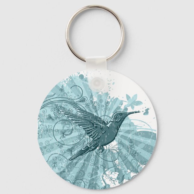 Grunge Hummingbird Keychain (Front)
