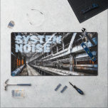 Grunge Industrial Factory Urbex System Noise Desk Mat<br><div class="desc">Command your digital workspace with a desk mat that radiates raw, rebellious industrial energy. This massive horizontal canvas flawlessly showcases a gritty, abandoned factory interior, perfectly capturing the thrilling aesthetic of urban exploration (Urbex). With its endless metallic pipes, deep graphic novel-style shadows, and the bold, distressed "SYSTEM NOISE" typography overlaid...</div>