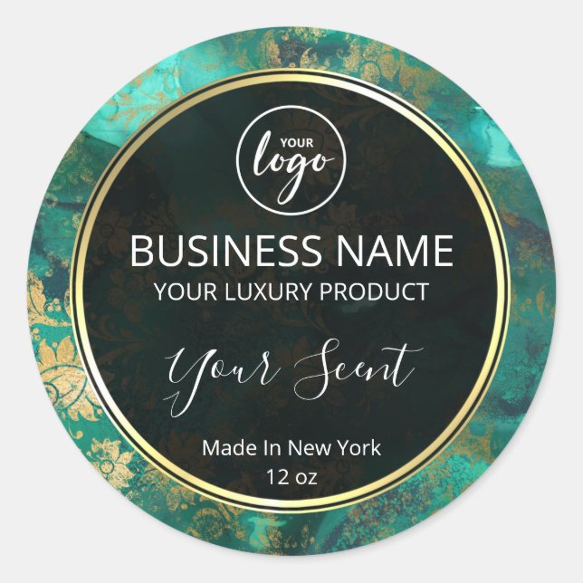 Grunge Ink Teal And Gold Body Butter Labels (Front)