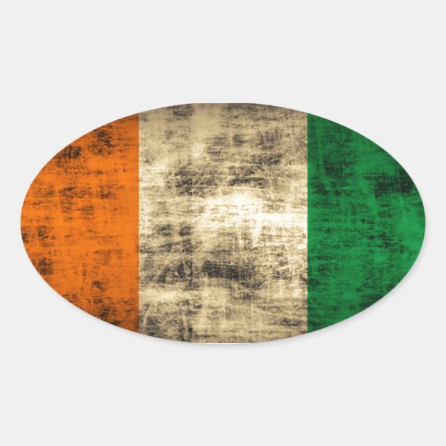 Grunge Irish Flag Oval Sticker (Front)