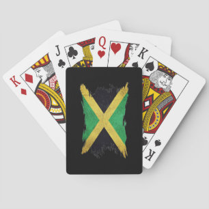 Grunge Jamaica flag, Brush stroke, Jamaica flag Playing Cards