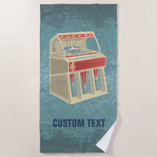 Grunge Jukebox Beach Towel