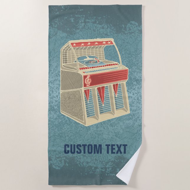 Grunge Jukebox Beach Towel (Front)