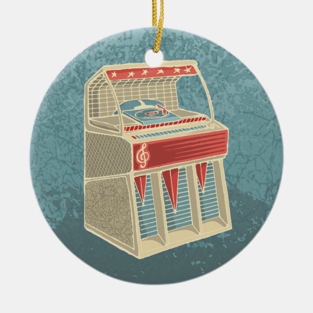 Grunge Jukebox Ceramic Ornament (Front)