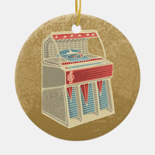 Grunge Jukebox Ceramic Ornament (Front)