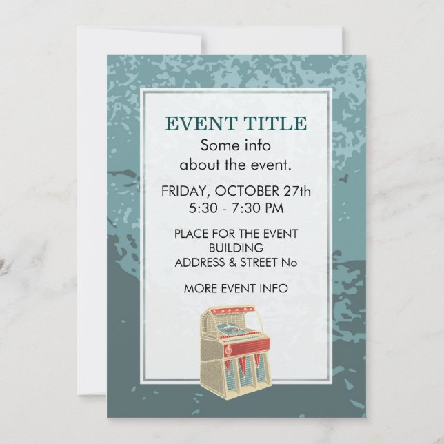 Grunge Jukebox Invitation (Back)