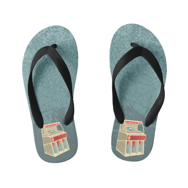 Grunge Jukebox Kid's Flip Flops (Footbed)